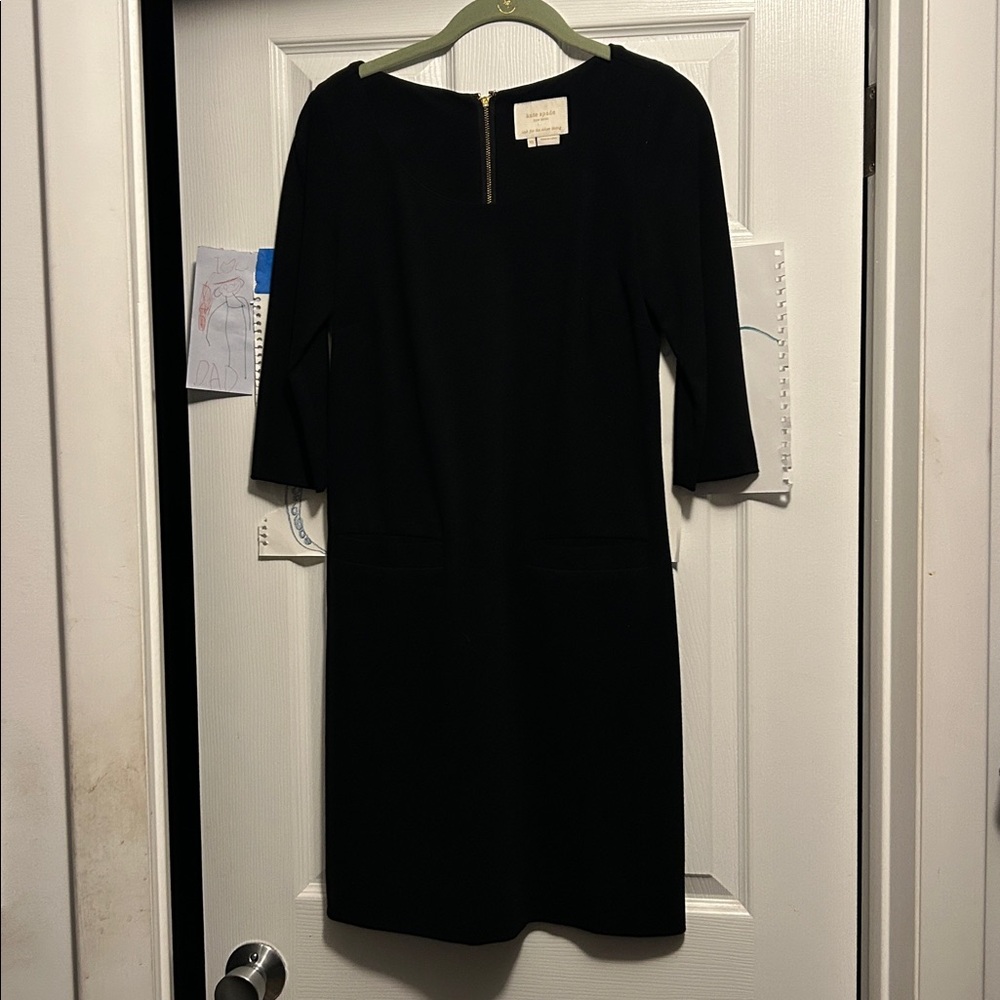Kate Spade Little Black Dress with Gold Zipper and Pockets